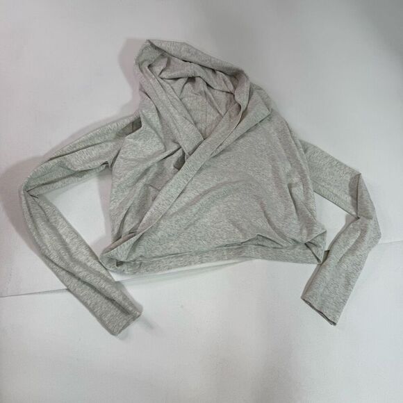 Lululemon Shirt Womens Small Iconic Wrap Top Long Sleeve Hooded Wrap Gray - Picture 1 of 7